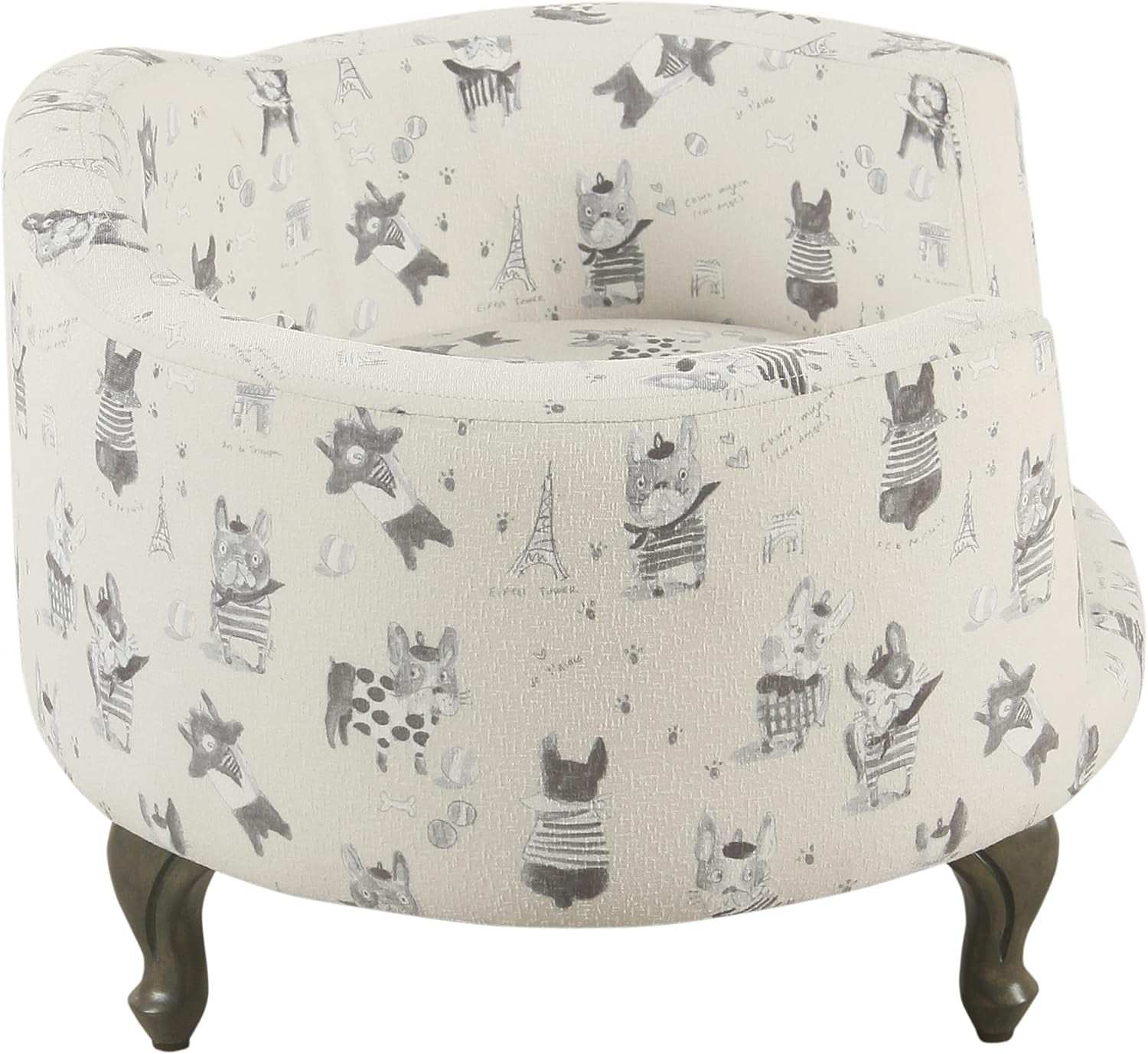 Home Decor | Upholstered Curved Pet Bed | Luxury Cat & Dog Beds & Furniture | round Pet Bed Created with Stain Resistant Fabric, Cream and Gray, Medum