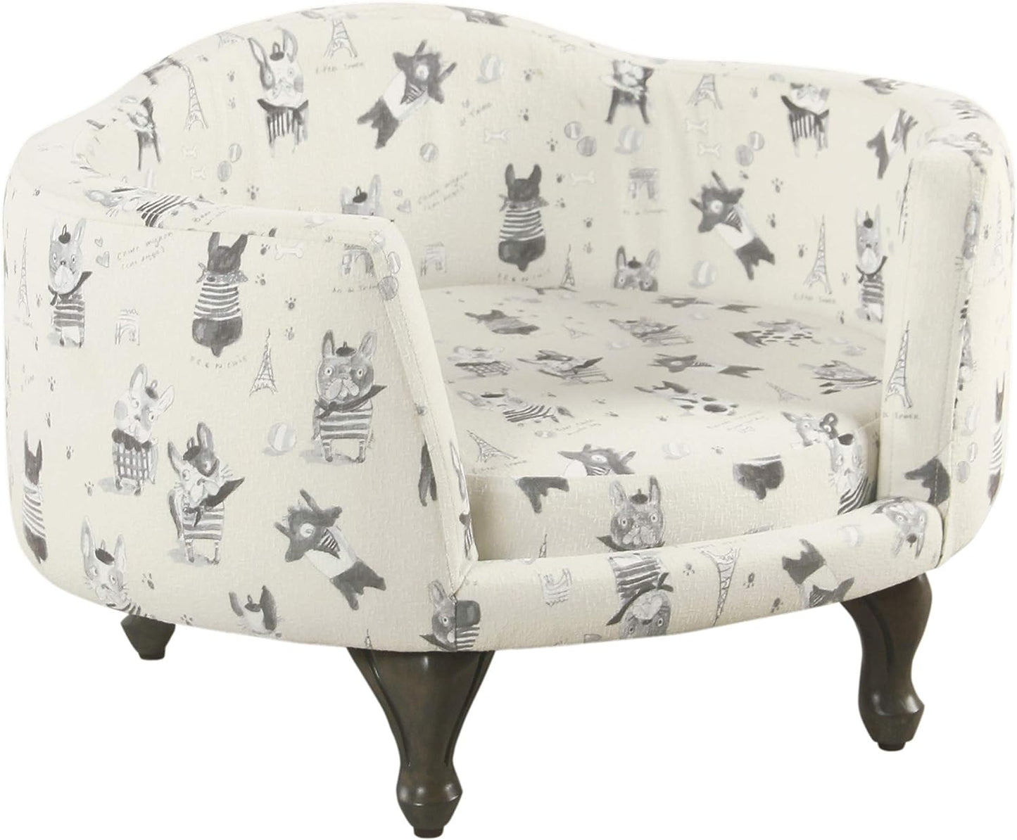 Home Decor | Upholstered Curved Pet Bed | Luxury Cat & Dog Beds & Furniture | round Pet Bed Created with Stain Resistant Fabric, Cream and Gray, Medum