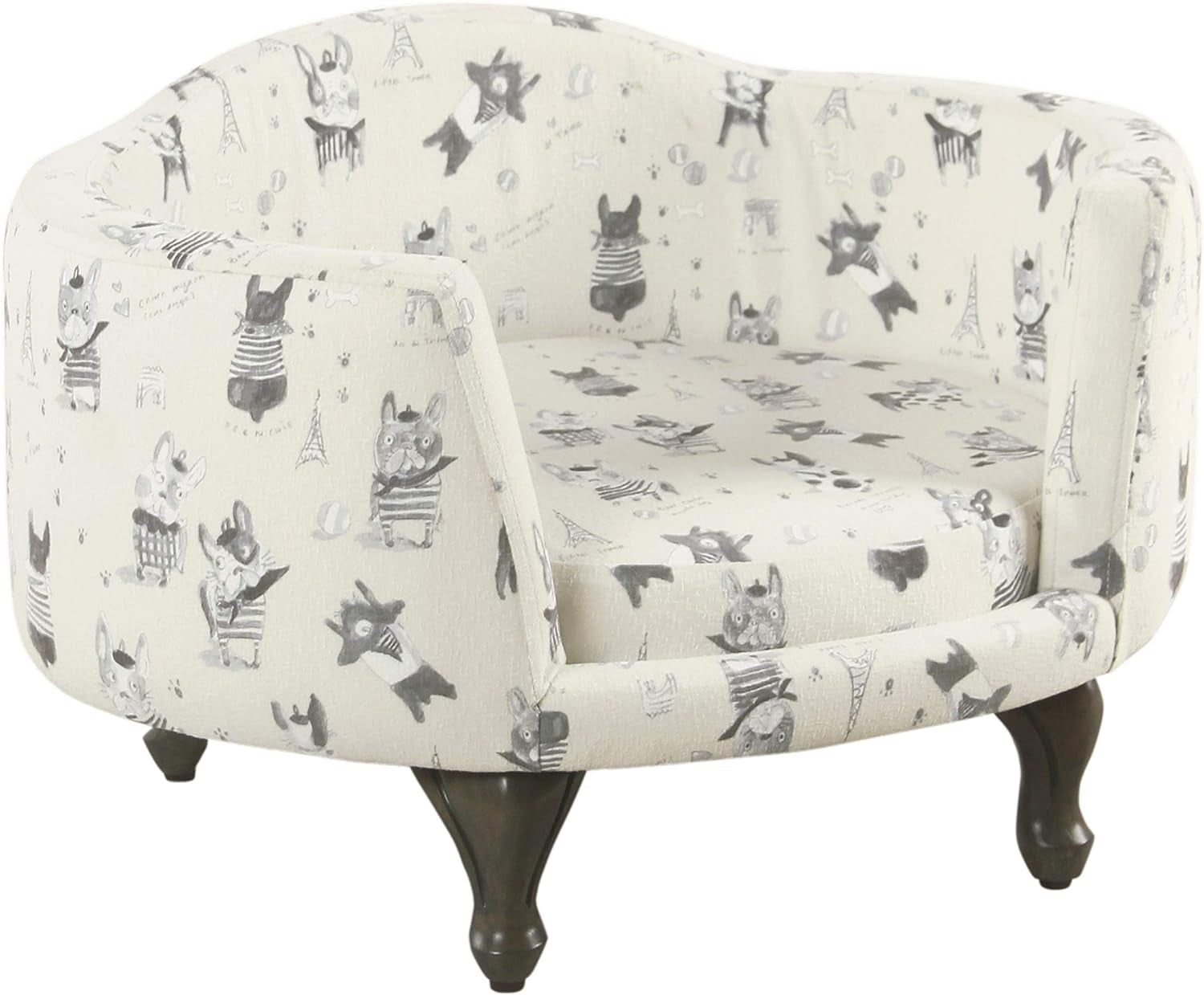 Home Decor | Upholstered Curved Pet Bed | Luxury Cat & Dog Beds & Furniture | round Pet Bed Created with Stain Resistant Fabric, Cream and Gray, Medum