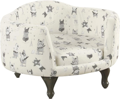 Home Decor | Upholstered Curved Pet Bed | Luxury Cat & Dog Beds & Furniture | round Pet Bed Created with Stain Resistant Fabric, Cream and Gray, Medum
