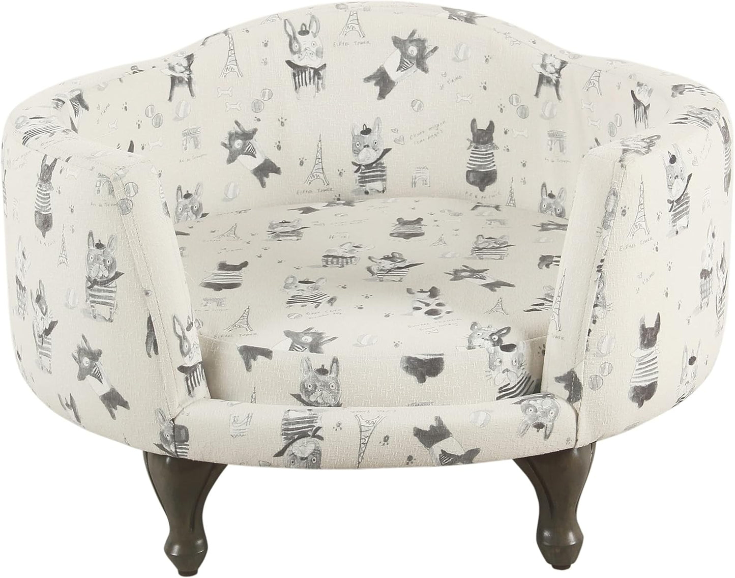 Home Decor | Upholstered Curved Pet Bed | Luxury Cat & Dog Beds & Furniture | round Pet Bed Created with Stain Resistant Fabric, Cream and Gray, Medum