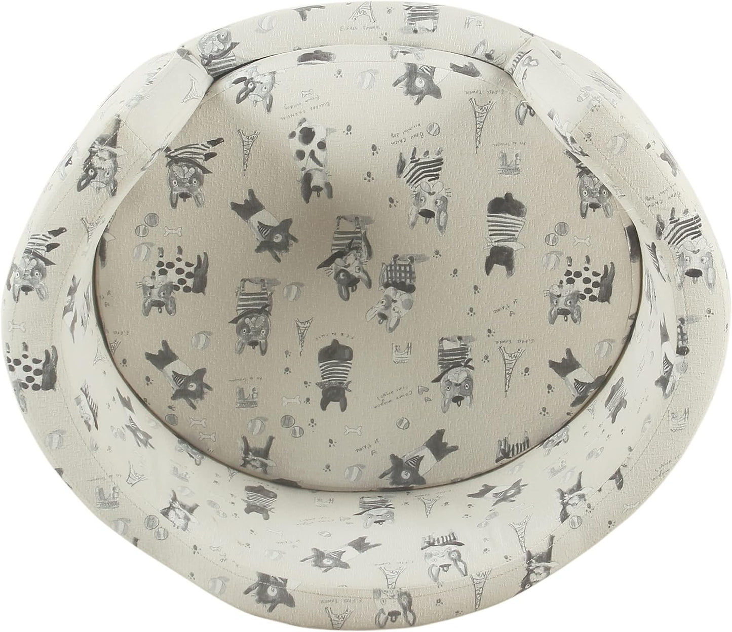 Home Decor | Upholstered Curved Pet Bed | Luxury Cat & Dog Beds & Furniture | round Pet Bed Created with Stain Resistant Fabric, Cream and Gray, Medum