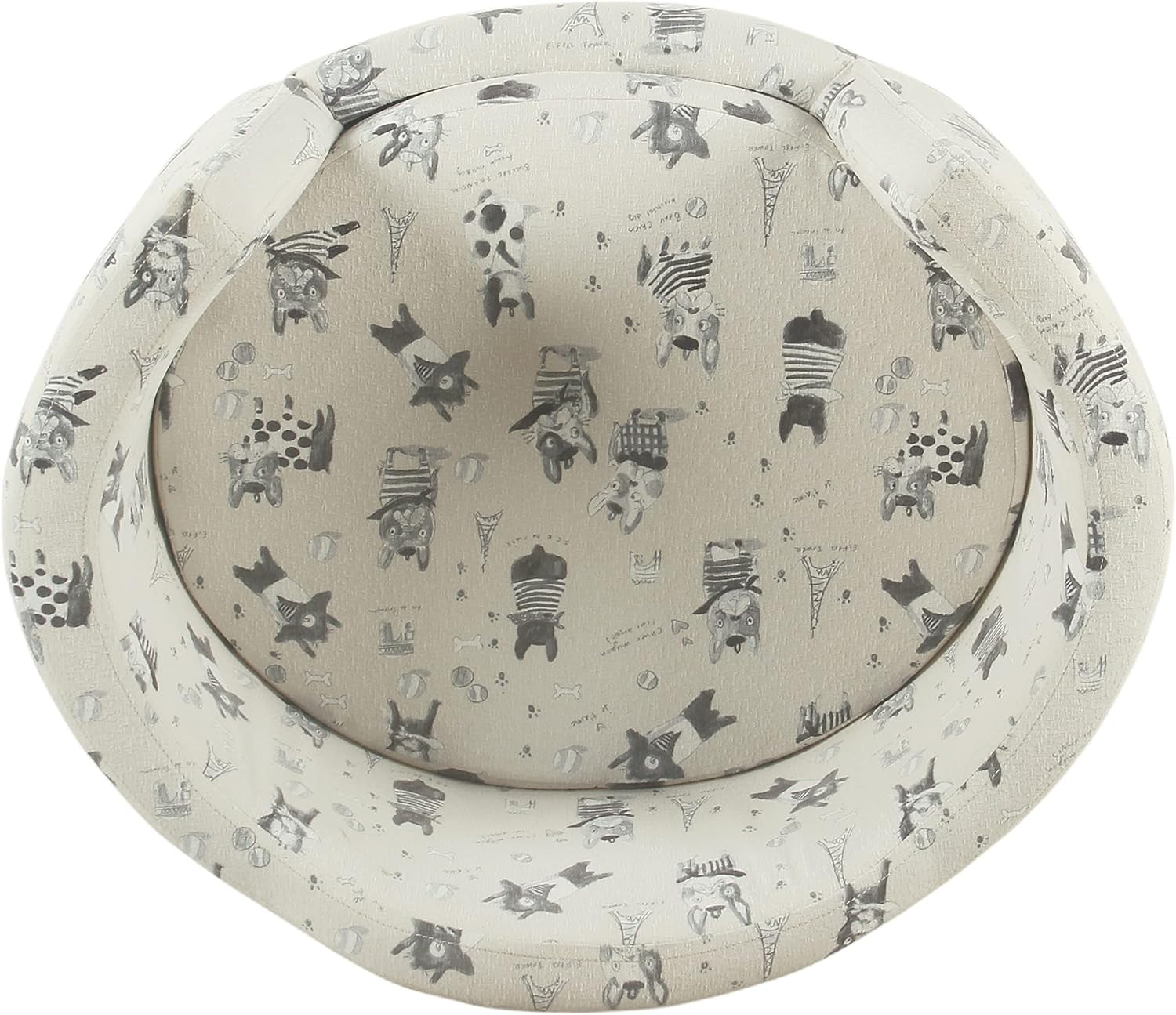 Home Decor | Upholstered Curved Pet Bed | Luxury Cat & Dog Beds & Furniture | round Pet Bed Created with Stain Resistant Fabric, Cream and Gray, Medum