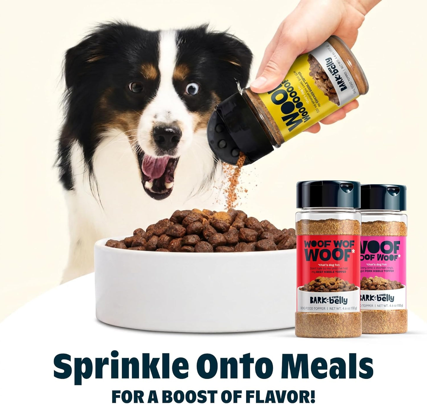 Beef, Chicken, Ham Dog Treat Topper - High Protein Ingredient Meal Mixer, Rosemary Extract for Large & Small Breeds, Elevate Food Dining, Shake & Pour for Bowls (Pack of 3)