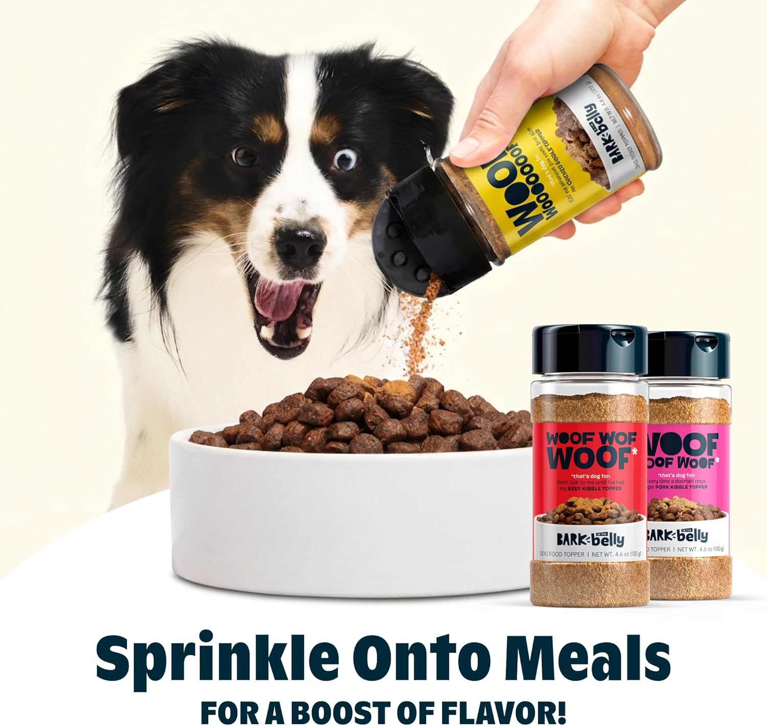 Beef, Chicken, Ham Dog Treat Topper - High Protein Ingredient Meal Mixer, Rosemary Extract for Large & Small Breeds, Elevate Food Dining, Shake & Pour for Bowls (Pack of 3)