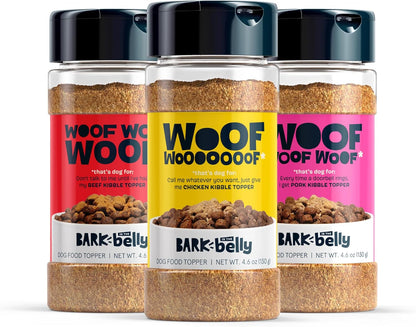 Beef, Chicken, Ham Dog Treat Topper - High Protein Ingredient Meal Mixer, Rosemary Extract for Large & Small Breeds, Elevate Food Dining, Shake & Pour for Bowls (Pack of 3)