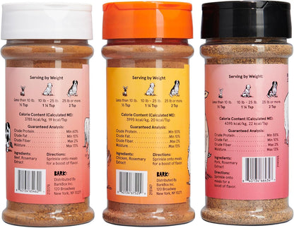 Beef, Chicken, Ham Dog Treat Topper - High Protein Ingredient Meal Mixer, Rosemary Extract for Large & Small Breeds, Elevate Food Dining, Shake & Pour for Bowls (Pack of 3)