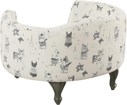 Home Decor | Upholstered Curved Pet Bed | Luxury Cat & Dog Beds & Furniture | round Pet Bed Created with Stain Resistant Fabric, Cream and Gray, Medum